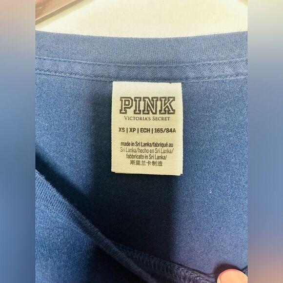 VS Pink Womens Sequin Bling Logo Long Sleeve Shirt Blue Pink X-Small - Picture 6 of 7